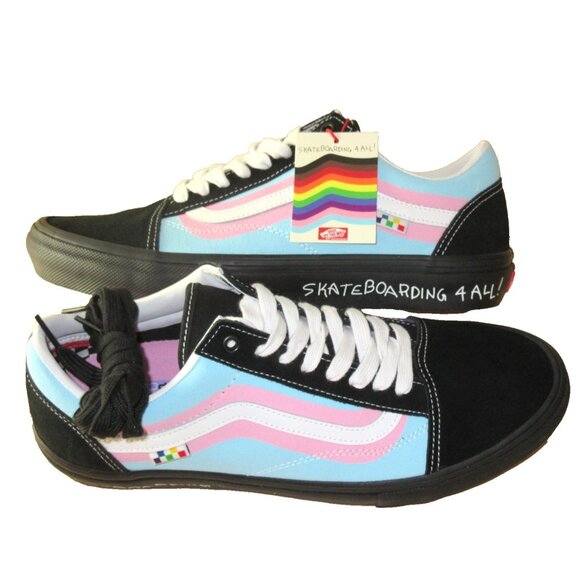 Vans Men's Skate Old Skool Pride Black Rainbow Suede Canvas shoes Size 12 NIB - Picture 1 of 7